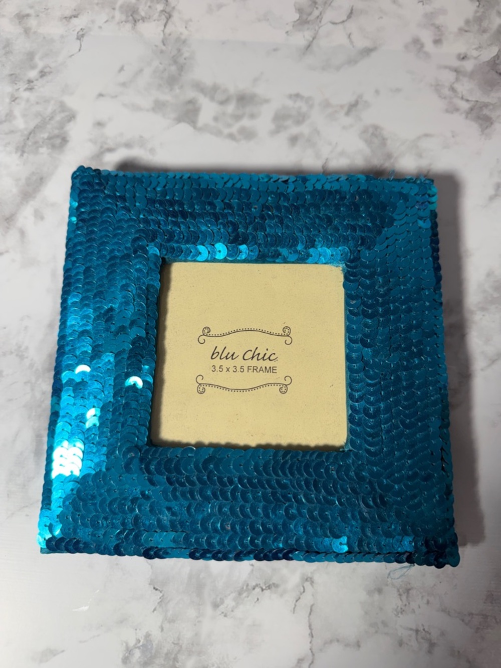 Blu Chic Sequin 3.5x3.5 Photo Frame - Blue